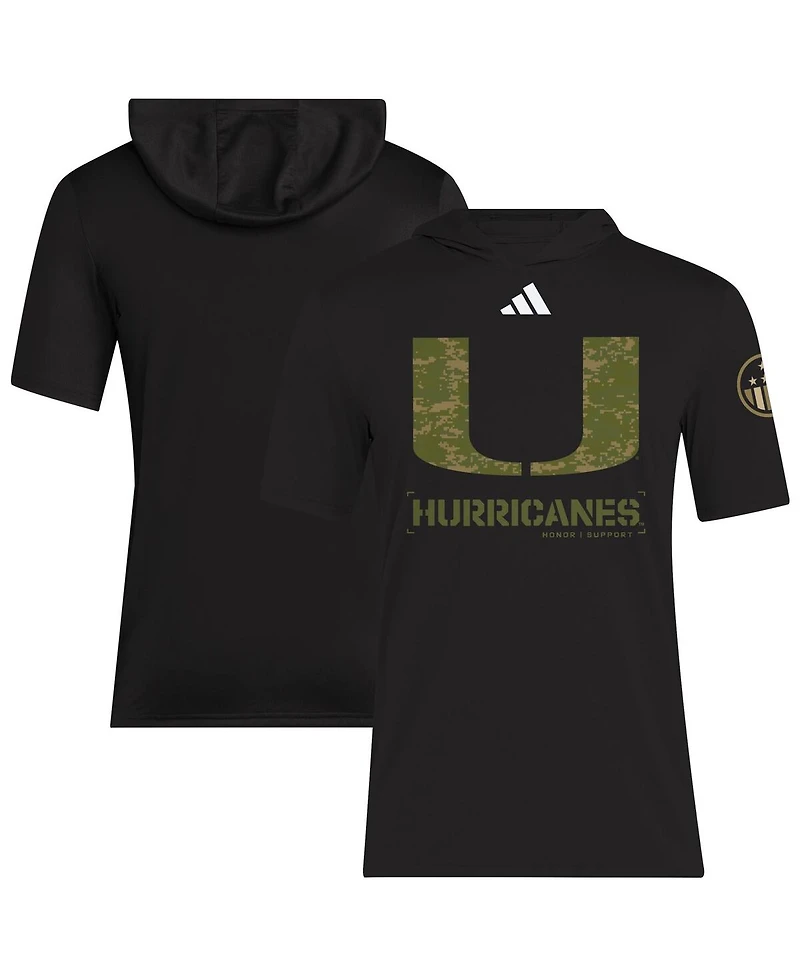 Adidas Men's Black Miami Hurricanes 2025 Military Appreciation Aeroready T-Shirt