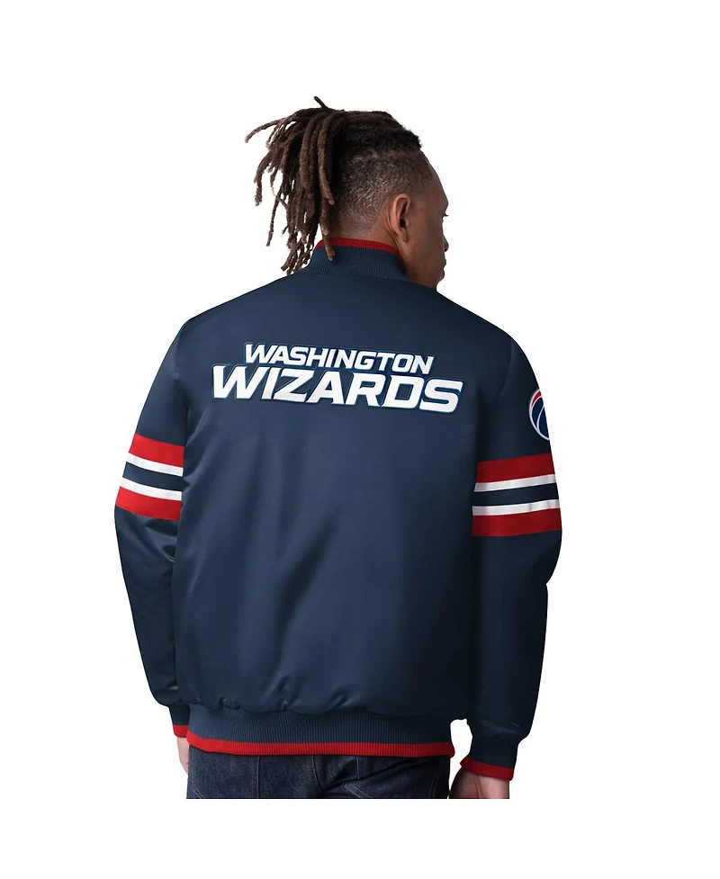 Starter Men's Navy Washington Wizards Scout Varsity Satin Full-Snap Jacket