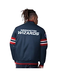 Starter Men's Navy Washington Wizards Scout Varsity Satin Full-Snap Jacket