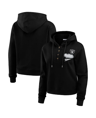 Wear by Erin Andrews Women's Black Las Vegas Raiders Plus Waffle Hoodie Pullover Top