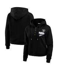 Wear by Erin Andrews Women's Black Las Vegas Raiders Plus Waffle Hoodie Pullover Top