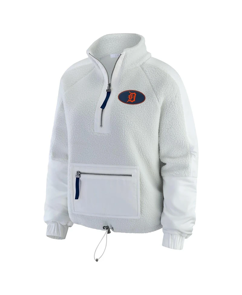 Wear by Erin Andrews Women's Gray Detroit Tigers Polar Fleece Quarter-Zip Jacket