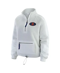 Wear by Erin Andrews Women's Gray Detroit Tigers Polar Fleece Quarter-Zip Jacket
