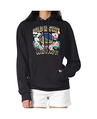 G-iii 4Her by Carl Banks Women's Black Golden State Warriors Flowers Team Logo Graphic Fleece Pullover Hoodie