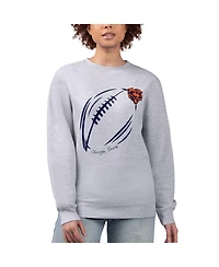 G-iii 4Her by Carl Banks Women's Heather Gray Chicago Bears Football Logo Graphic Fleece Tri-Blend Pullover Sweatshirt