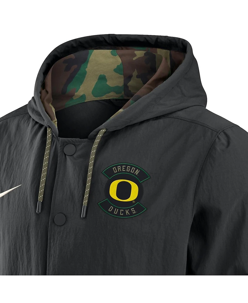 Nike Men's Black Oregon Ducks 2025 Ncaa Military Appreciation Full-Snap Jacket