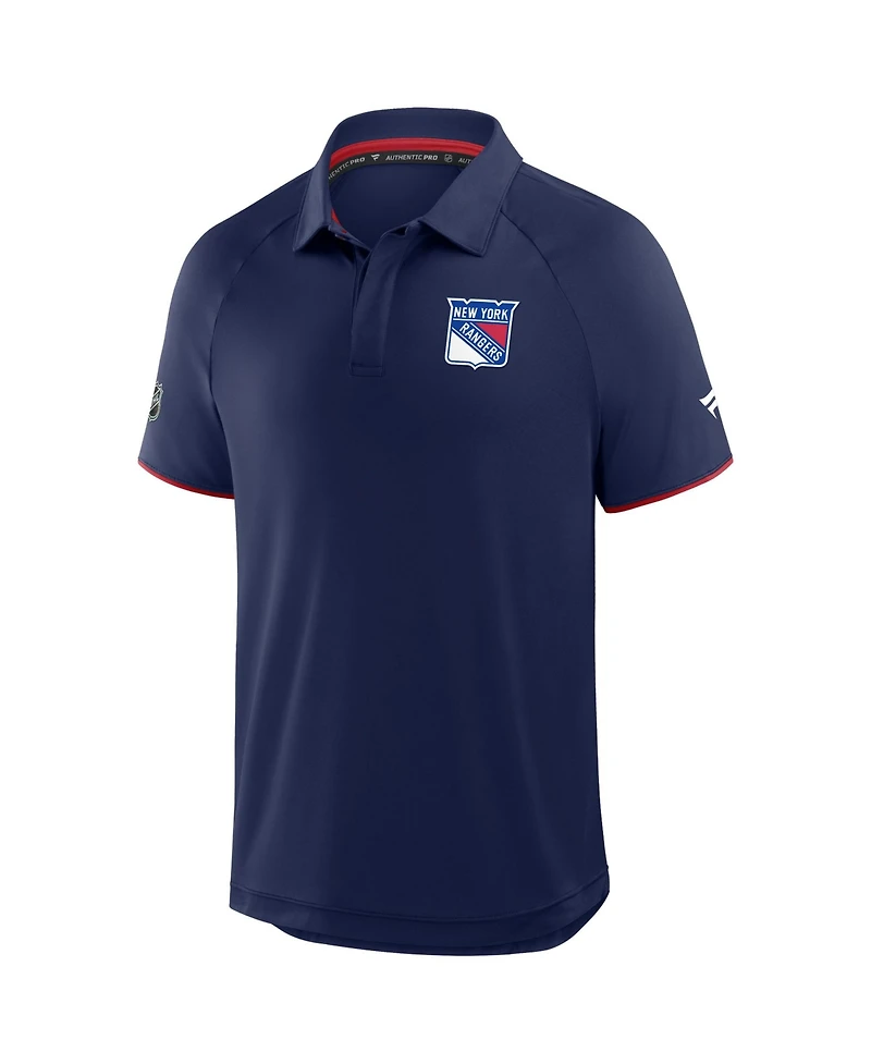 Fanatics Men's Navy New York Rangers Authentic Pro Rink Raglan Polo Shirt