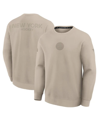 Fanatics Men's Tan New York Islanders Authentic Pro Road Tri-Blend Sweatshirt