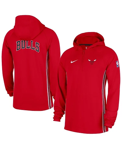 Nike Men's Red Chicago Bulls Authentic On Court Zone Quarter-Zip Dri-fit Hoodie Jacket