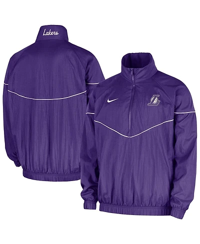 Nike Men's Purple Los Angeles Lakers Courtside Windrunner Woven Half-Zip Jacket