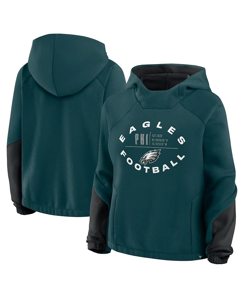 Fanatics Women's Midnight Green Philadelphia Eagles Oversized Redzone Bubble Screen Pullover Hoodie