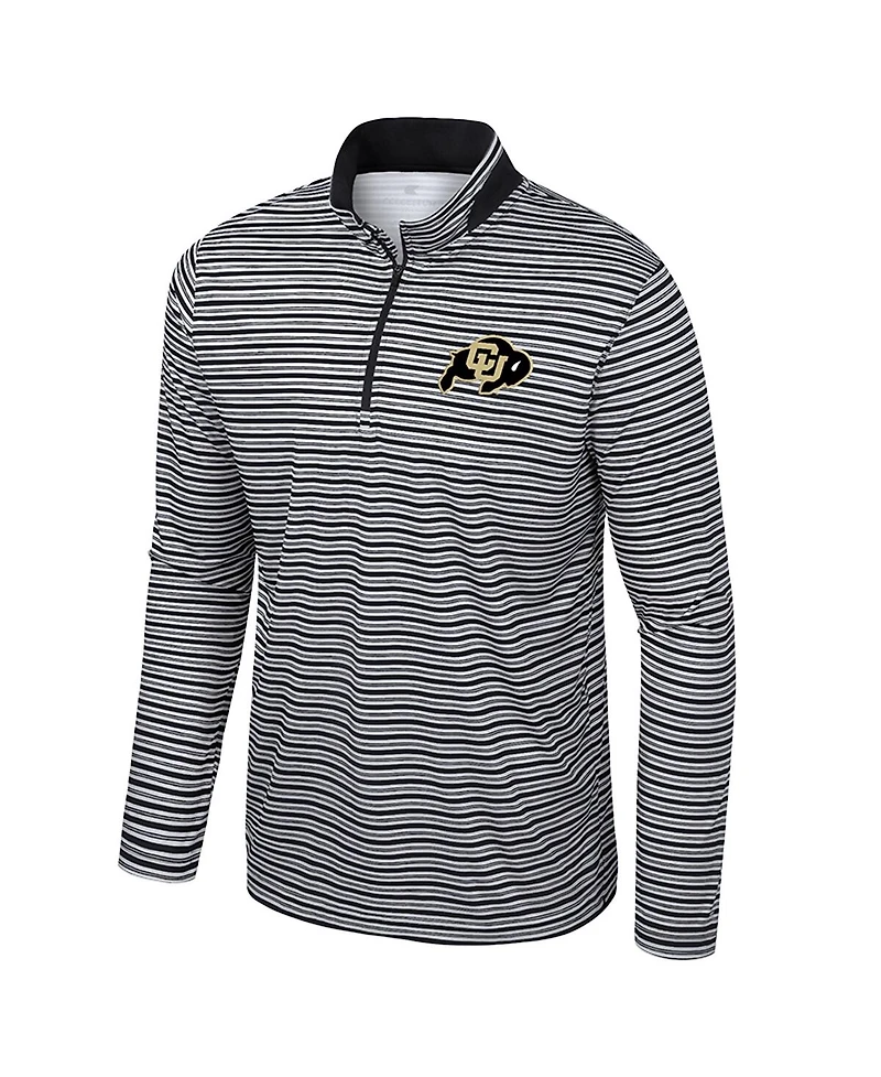 Colosseum Men's Black Colorado Buffaloes Striped Quarter-Zip Sweatshirt