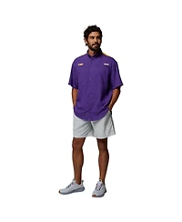 Columbia Men's Purple Lsu Tigers Tamiami Color Block Omni-Shade Button-Down Shirt