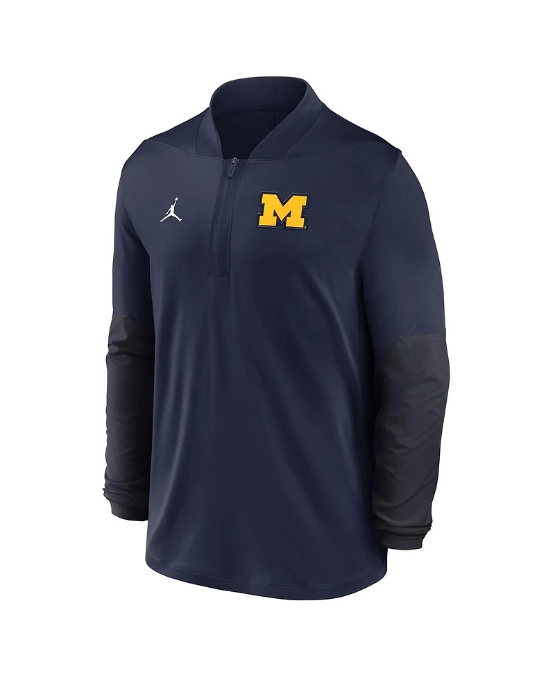 Jordan Men's Navy Michigan Wolverines Sideline Dri-fit Half-Zip Pullover Sweatshirt