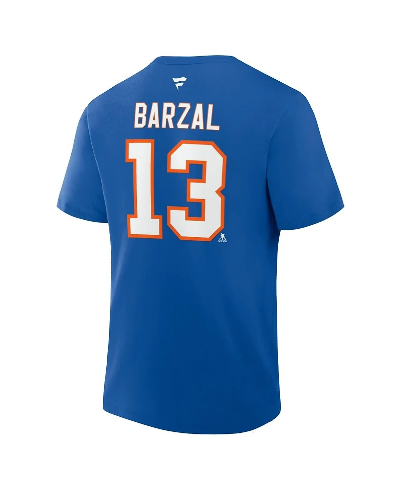 Fanatics Men's Mathew Barzal Royal New York Islanders Authentic Stack Name Number T-Shirt