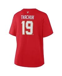 Fanatics Women's Matthew Tkachuk Red Florida Panthers Authentic Stack Name Number T-Shirt
