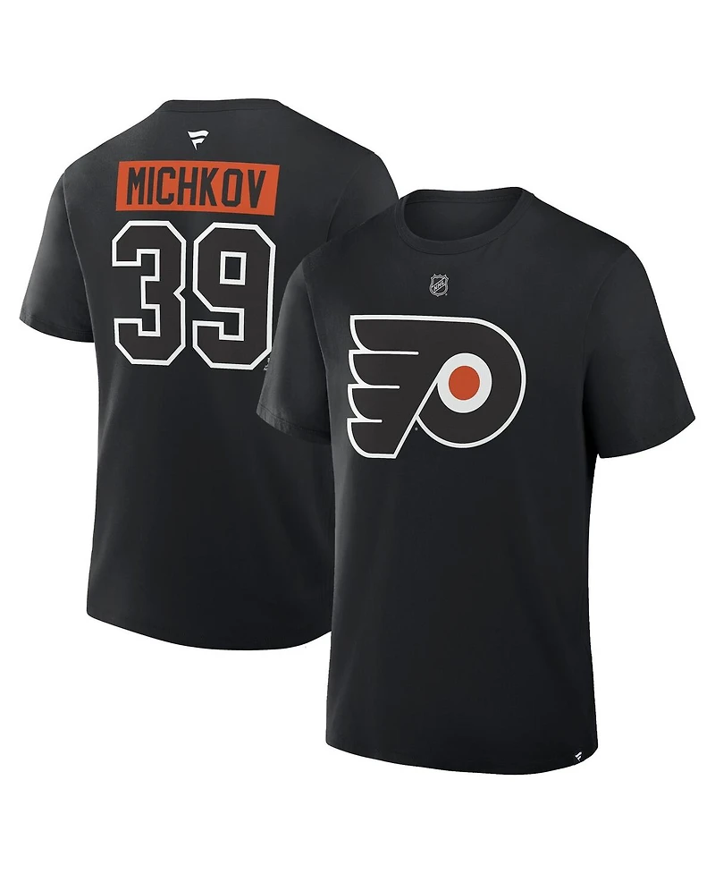 Fanatics Men's Matvei Michkov Black Philadelphia Flyers Authentic Stack Name and Number T-Shirt