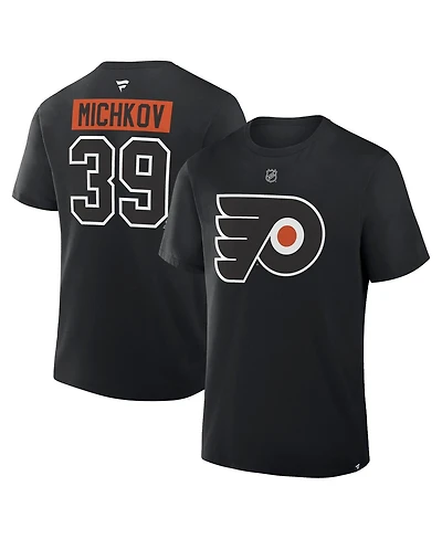 Fanatics Men's Matvei Michkov Black Philadelphia Flyers Authentic Stack Name and Number T-Shirt
