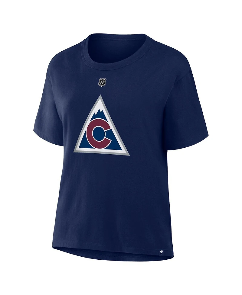 Fanatics Women's Nathan MacKinnon Athletic Navy Colorado Avalanche Authentic Stack Name Number T-Shirt