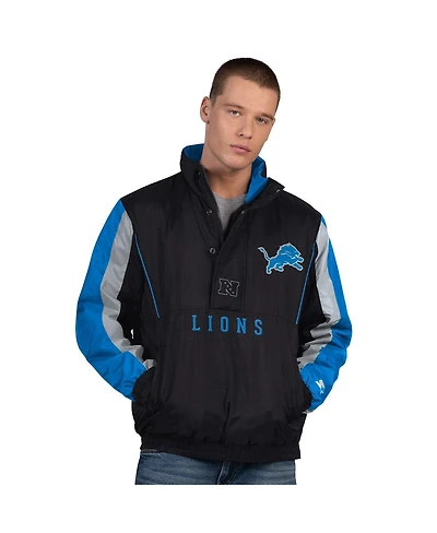 Starter Men's Black Detroit Lions Thursday Night Gridiron Half-Zip Jacket