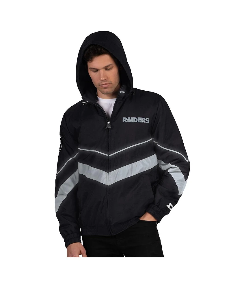 Starter Men's Black/Silver Las Vegas Raiders Thursday Night Gridiron Full-Zip Jacket