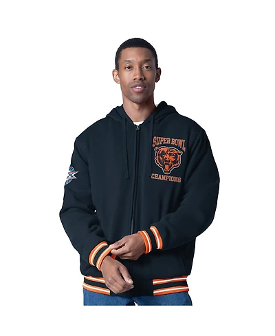 G-iii Sports by Carl Banks Men's Navy Chicago Bears Power Forward Commemorative Fleece Full-Zip Hoodie