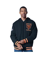 G-iii Sports by Carl Banks Men's Navy Chicago Bears Power Forward Commemorative Fleece Full-Zip Hoodie