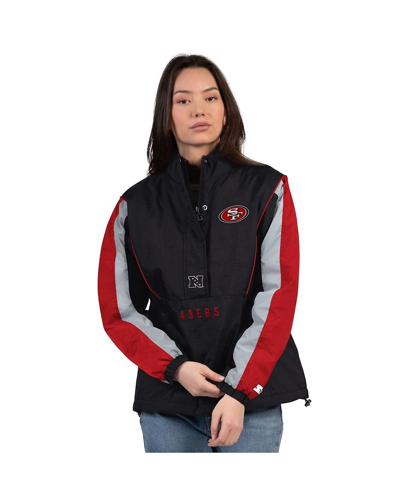 Starter Women's Black/Scarlet San Francisco 49ers Thursday Night Gridiron Half-Zip Jacket