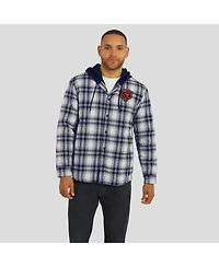 Fanatics Men's Nfl x Darius Rucker Collection by Navy Chicago Bears Plaid Flannel Quilted Full-Snap Shacket