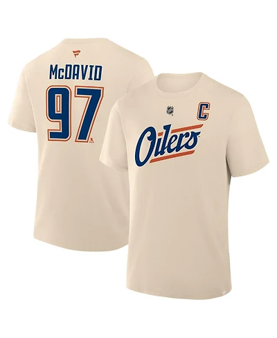 Fanatics Men's Connor McDavid Beige Edmonton Oilers Alternate Name Number T-Shirt