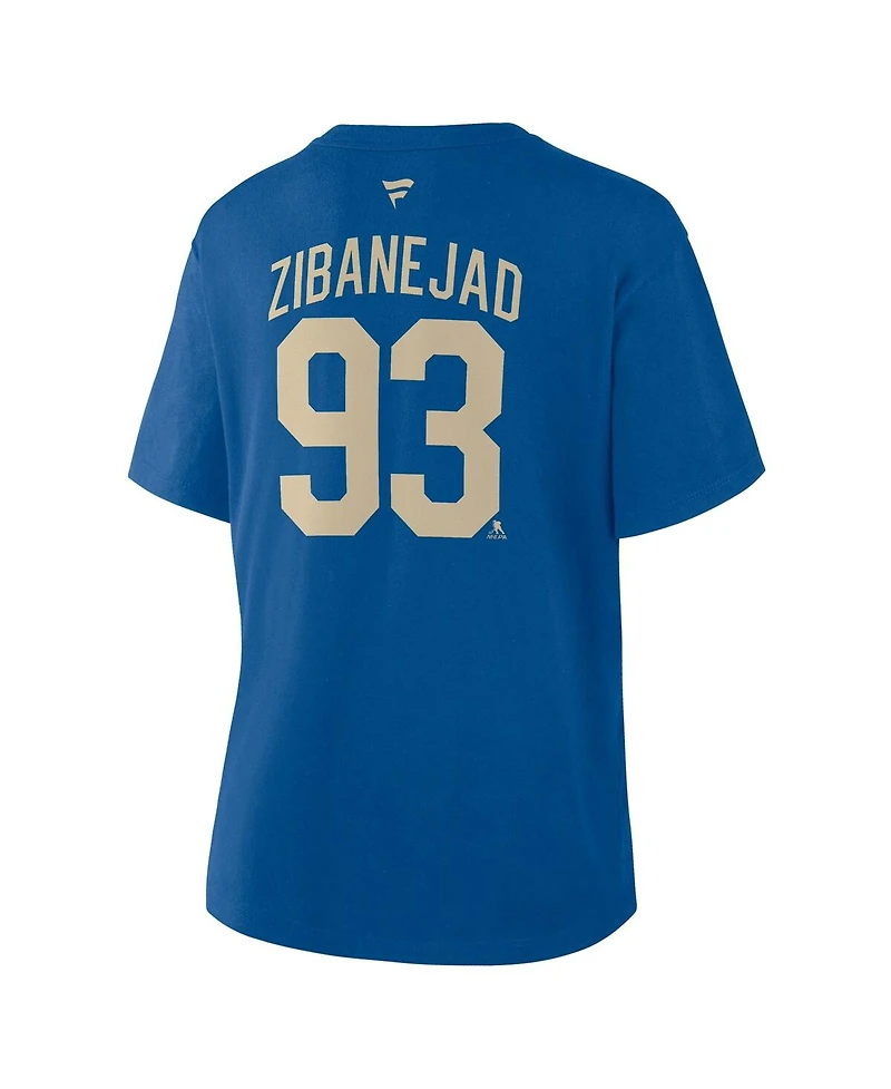Fanatics Women's Mika Zibanejad Blue New York Rangers Authentic Stack Name Number T-Shirt