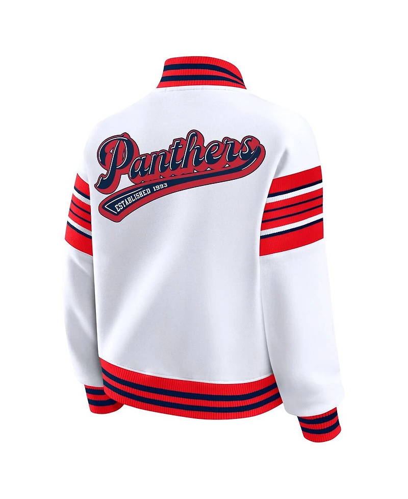 Wear by Erin Andrews Women's White/Red Florida Panthers Full-Snap Fleece Sweatshirt Jacket