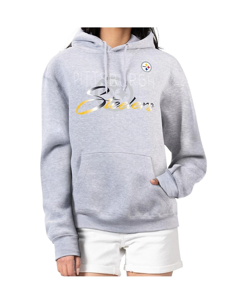 G-iii 4Her by Carl Banks Women's Gray Pittsburgh Steelers Shadow Logo Fleece Pullover Hoodie