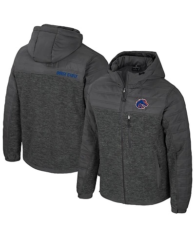 Colosseum Men's Charcoal Boise State Broncos Nightman Full-Zip Hoodie Puffer Jacket