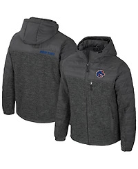 Colosseum Men's Charcoal Boise State Broncos Nightman Full-Zip Hoodie Puffer Jacket