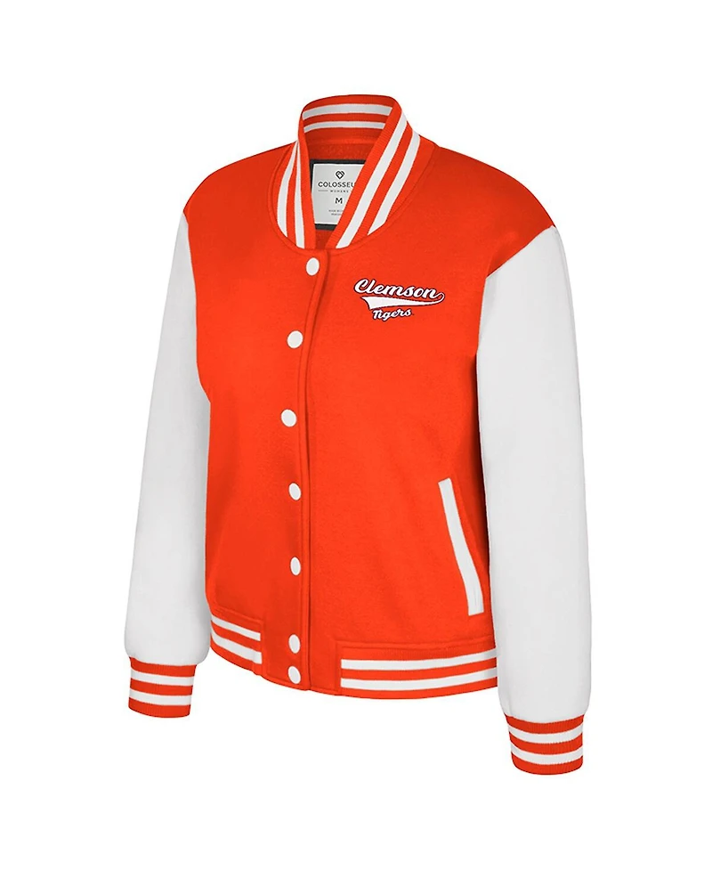 Colosseum Women's Orange Clemson Tigers French Baguette Full snap Fleece Jacket