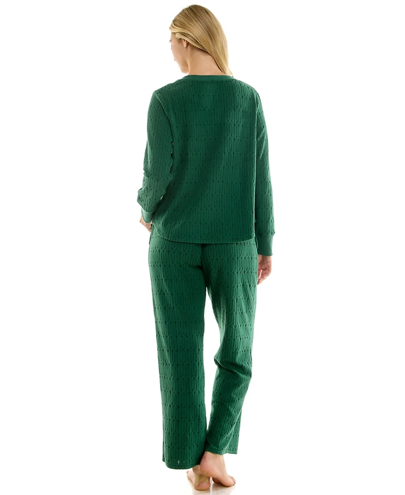 Roudelain Women's 2-Piece Long-Sleeve Crewneck Top and Pants Set