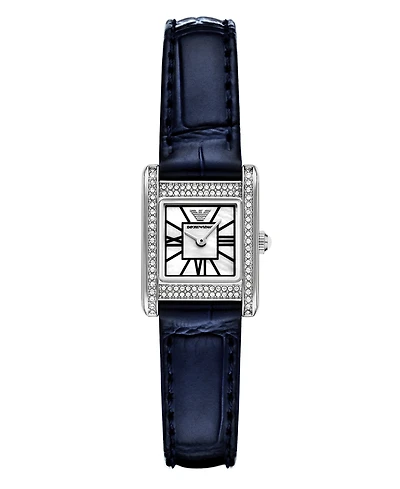 Emporio Armani Women's Two-Hand Blue Leather Watch, 26mm