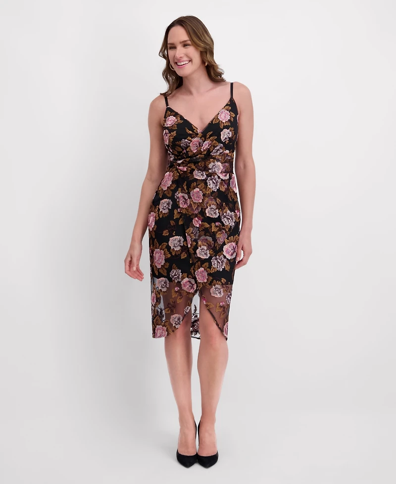 Siena Women's V-Neck Embroidered Mesh Dress