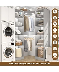 Aheaplus 40'' Large Corner Closet Organizer System with 12 Shelves, 6 Tier Walk-in 2 Hanging Rods