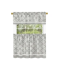 Kate Aurora Geometric Crescent 3 Piece Rod Pocket Cafe Kitchen Curtain Tier & Valance Set