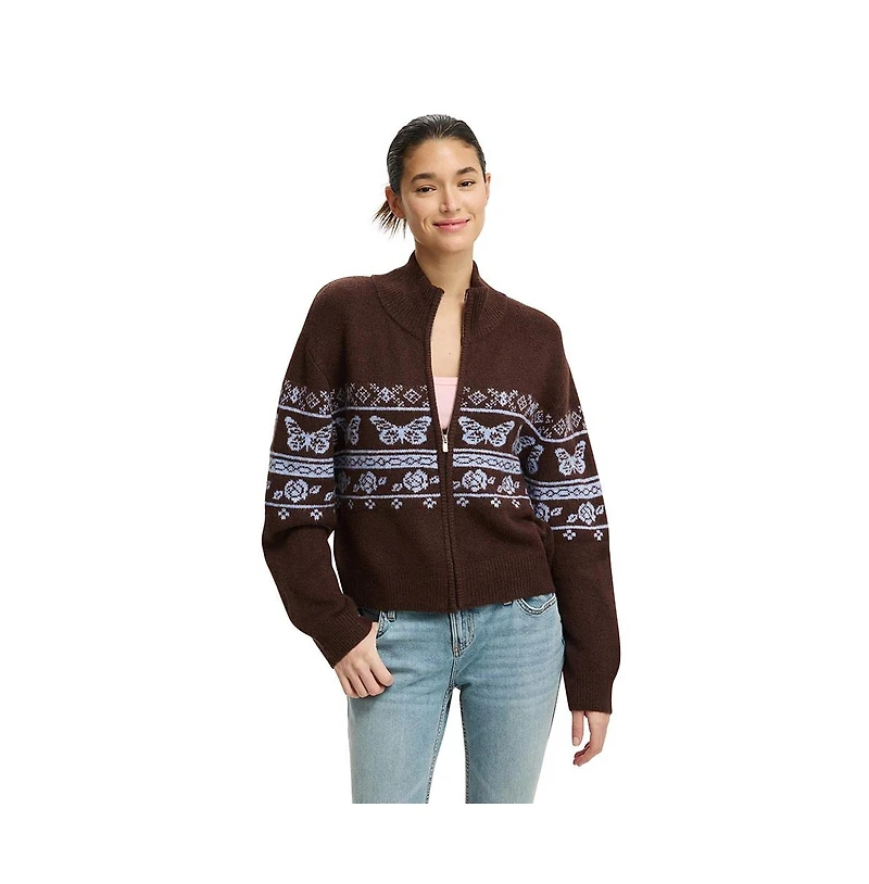 Cotton On Women's Intarsia Knit Bomber