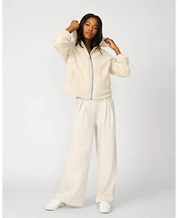 Cable & Gauge Women's Pleated Wide Leg Stretch Trouser