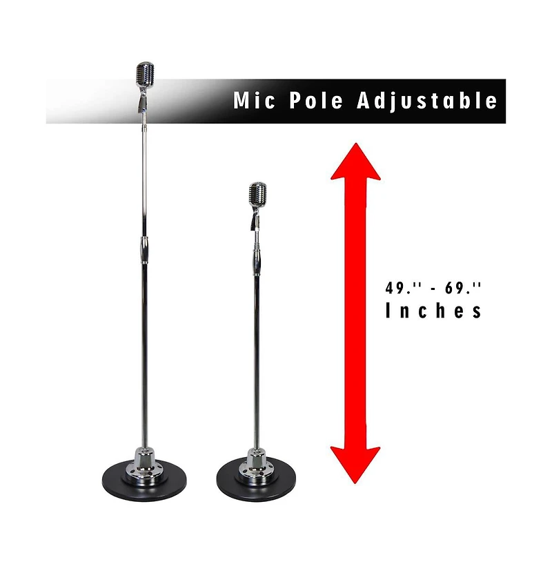 Classic Retro Vintage Style Microphone & Swing Stand, Silver Style
