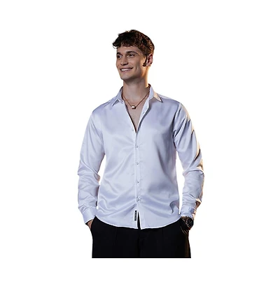 Campus Sutra Men's Chalk White Satin Lustre Shirt