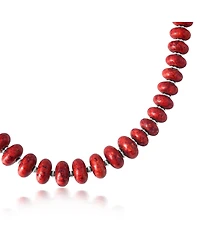 American West Jewelry Sterling Silver Red Coral Bead Toggle Necklace, 20 Inches