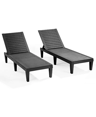 Chic Crate 2-Person Outdoor Chaise Lounge Set – Waterproof, Lightweight All-Weather Patio Furniture, Black