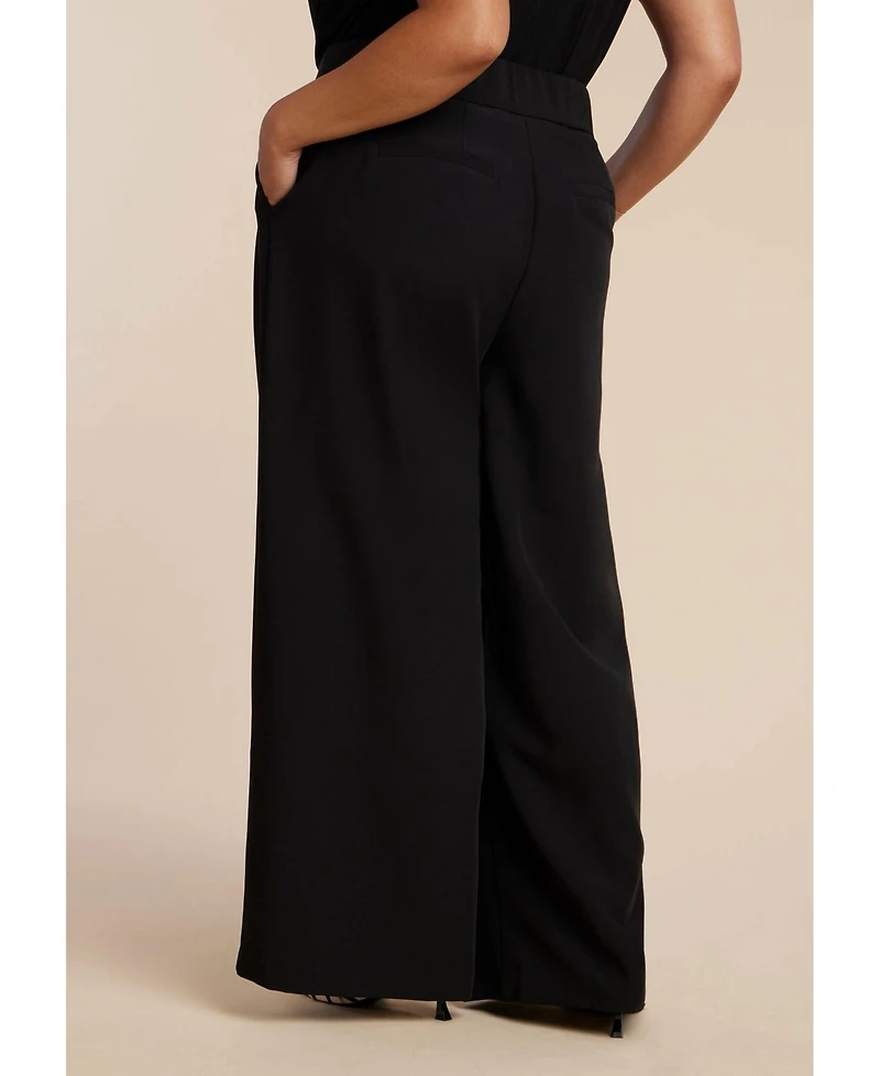 Eloquii Women's Wide Leg Trouser With Zipper Detail