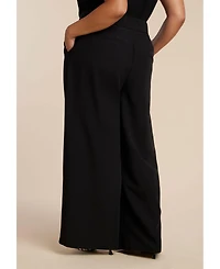 Eloquii Women's Wide Leg Trouser With Zipper Detail