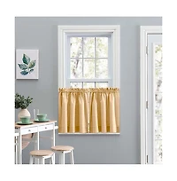 Ellis Curtain Lisa Solid Color Poly Cotton Duck Fabric Tailored Tier 56" x 24" Butter